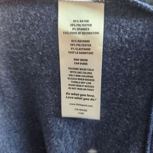 Life Is Good Women Blue Knit Top-Lilac Embroidery-Grandmacore-Stretch-Comfort XL - Picture 10 of 10